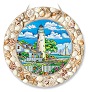 Lighthouse Garden Seascape Jumbo Circle Stained Glass