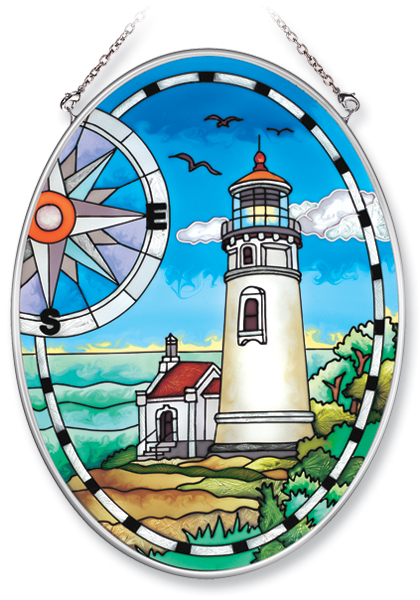 AMIA 7785 Umpqua River Medium Oval Stained Glass