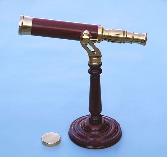 Premium 20-Power Brass Telescope on Turned Hardwood Stand