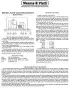 Operating Instructions for Weems and Plath 410-D Dampened Deluxe Quartz Barograph