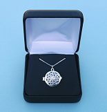 Classic Swirl Design Silver Compass Locket with Silver Chain in Hinged Gift Box