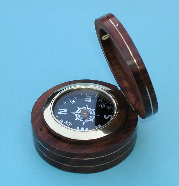 Round Hinged Inlaid Compass