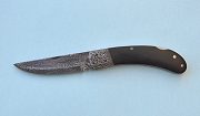 Damascus Lock Back Pocket Knife Left View Open