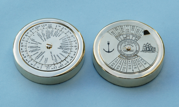 Solid Brass World Time Zone Calculator And Perpetual Calendar
